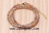 GMN7253 4mm faceted round tiny orange moonstone beaded necklace jewelry