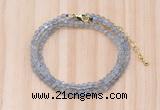 GMN7255 4mm faceted round tiny labradorite beaded necklace jewelry