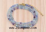 GMN7261 4mm faceted round fluorite beaded necklace jewelry