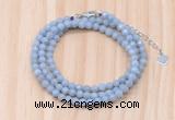 GMN7268 4mm faceted round blue angel skin beaded necklace jewelry