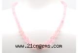 GMN7325 rose quartz graduated beaded necklace & bracelet set