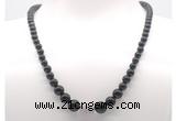 GMN7335 black obsidian graduated beaded necklace & bracelet set