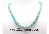 GMN7349 blue sea sediment jasper graduated beaded necklace & bracelet set