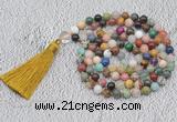 GMN735 Hand-knotted 8mm, 10mm colorfull gemstone 108 beads mala necklaces with tassel