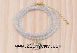 GMN7400 4mm faceted round tiny white jade beaded necklace with constellation charm