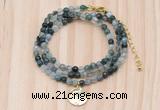 GMN7403 4mm faceted round tiny moss agate beaded necklace with constellation charm