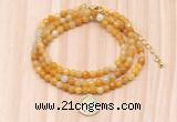 GMN7408 4mm faceted round tiny yellow aventurine beaded necklace with constellation charm