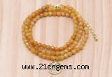 GMN7409 4mm faceted round tiny yellow jade beaded necklace with constellation charm