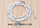 GMN7411 4mm faceted round tiny white howlite beaded necklace with constellation charm