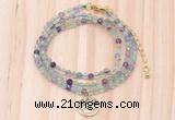 GMN7414 4mm faceted round tiny fluorite beaded necklace with constellation charm