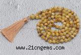 GMN742 Hand-knotted 8mm, 10mm golden tiger eye 108 beads mala necklaces with tassel