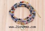 GMN7420 4mm faceted round tiny mixed gemstone beaded necklace with constellation charm