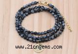 GMN7422 4mm faceted round tiny snowflake obsidian beaded necklace with constellation charm