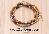 GMN7433 4mm faceted round tiny mookaite jasper beaded necklace with constellation charm