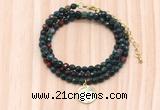 GMN7436 4mm faceted round tiny Indian bloodstone beaded necklace with constellation charm