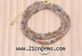 GMN7454 4mm faceted round tiny rainbow moonstone beaded necklace with constellation charm