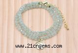 GMN7462 4mm faceted round prehnite beaded necklace with constellation charm