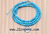 GMN7463 4mm faceted round turquoise beaded necklace with constellation charm