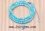 GMN7469 4mm faceted round amazonite beaded necklace with constellation charm