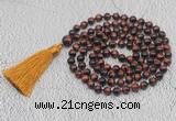 GMN748 Hand-knotted 8mm, 10mm red tiger eye 108 beads mala necklaces with tassel