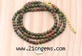 GMN7515 4mm faceted round tiny unakite beaded necklace with letter charm