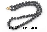 GMN7608 18 - 36 inches 8mm, 10mm matte black labradorite beaded necklaces