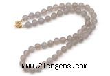 GMN7614 18 - 36 inches 8mm, 10mm matte grey agate beaded necklaces