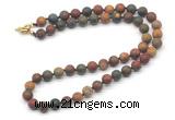 GMN7625 18 - 36 inches 8mm, 10mm matte picasso jasper beaded necklaces