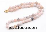 GMN7637 18 - 36 inches 8mm, 10mm matte natural pink opal beaded necklaces