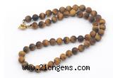 GMN7638 18 - 36 inches 8mm, 10mm matte yellow tiger eye beaded necklaces