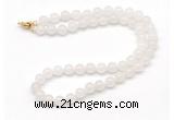 GMN7707 18 - 36 inches 8mm, 10mm round white jade beaded necklaces