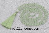 GMN772 Hand-knotted 8mm, 10mm prehnite 108 beads mala necklaces with tassel