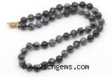 GMN7725 18 - 36 inches 8mm, 10mm round snowflake obsidian beaded necklaces