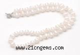 GMN7728 18 - 36 inches 8mm, 10mm round white Tibetan agate beaded necklaces