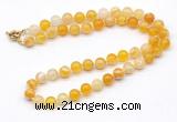GMN7743 18 - 36 inches 8mm, 10mm round yellow banded agate beaded necklaces