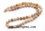 GMN7753 18 - 36 inches 8mm, 10mm round fossil coral beaded necklaces