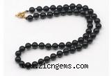 GMN7761 18 - 36 inches 8mm, 10mm round black onyx beaded necklaces