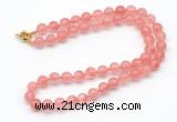 GMN7794 18 - 36 inches 8mm, 10mm round cherry quartz beaded necklaces