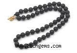 GMN7820 18 - 36 inches 8mm, 10mm round black lava beaded necklaces