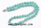 GMN7831 18 - 36 inches 8mm, 10mm round amazonite beaded necklaces