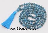 GMN788 Hand-knotted 8mm, 10mm apatite 108 beads mala necklace with tassel