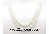 GMN8004 18 - 36 inches 8mm, 10mm sea blue banded agate 54, 108 beads mala necklaces