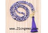 GMN8204 18 - 36 inches 8mm dogtooth amethyst 54, 108 beads mala necklace with tassel