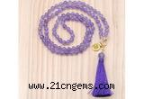 GMN8205 18 - 36 inches 8mm amethyst 54, 108 beads mala necklace with tassel