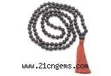 GMN8402 Hand-knotted 8mm, 10mm garnet 27, 54, 108 beads mala necklace with tassel