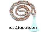 GMN8413 8mm, 10mm serpentine jasper 27, 54, 108 beads mala necklace with tassel