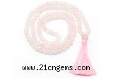 GMN8439 8mm, 10mm matte rose quartz 27, 54, 108 beads mala necklace with tassel
