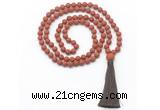 GMN8449 8mm, 10mm matte red jasper 27, 54, 108 beads mala necklace with tassel