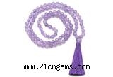 GMN8460 8mm, 10mm amethyst 27, 54, 108 beads mala necklace with tassel