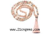 GMN8472 8mm, 10mm rainbow moonstone 27, 54, 108 beads mala necklace with tassel